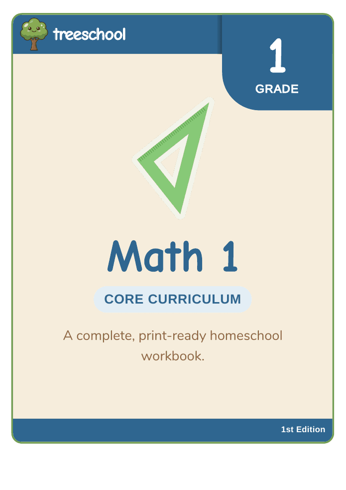 Math 1 printable first-grade homeschool workbook cover