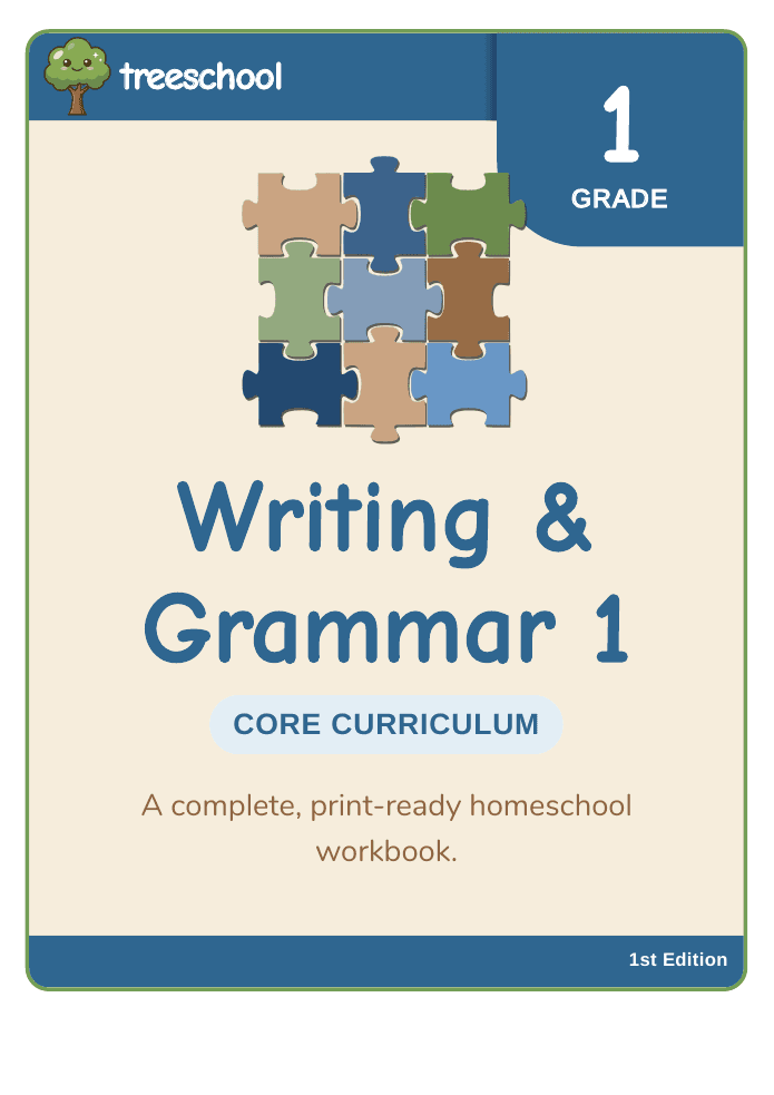 Writing and Grammar 1 printable first-grade homeschool workbook cover